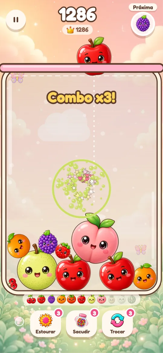 Partida com combo x3 no pote