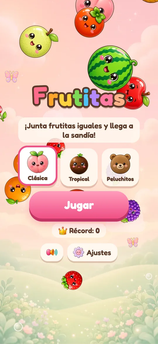 Pantalla de inicio de Frutitas con las 3 ediciones