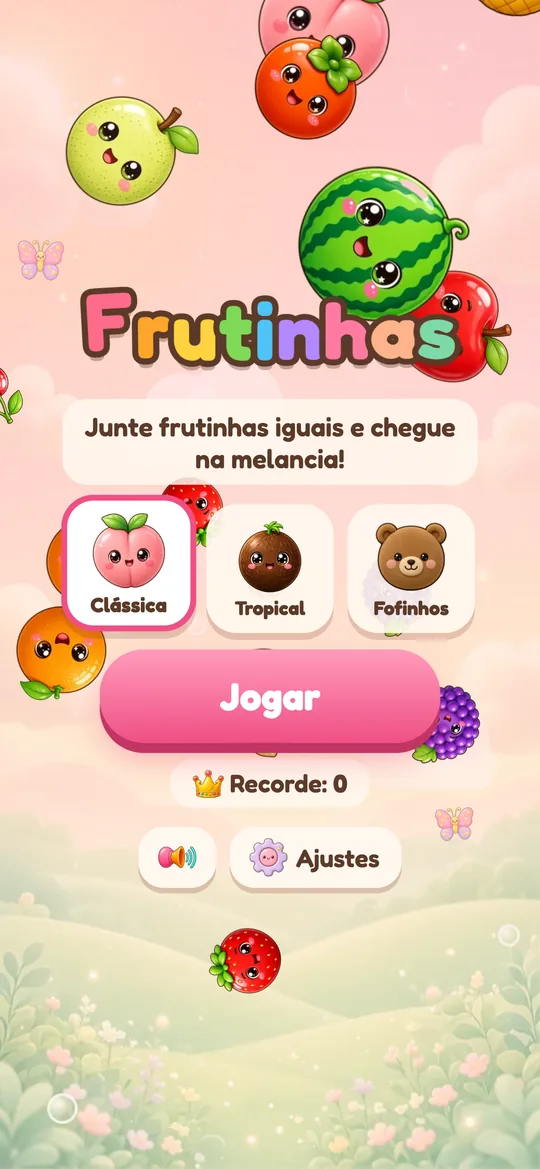 Tela inicial do Frutinhas com as 3 edições